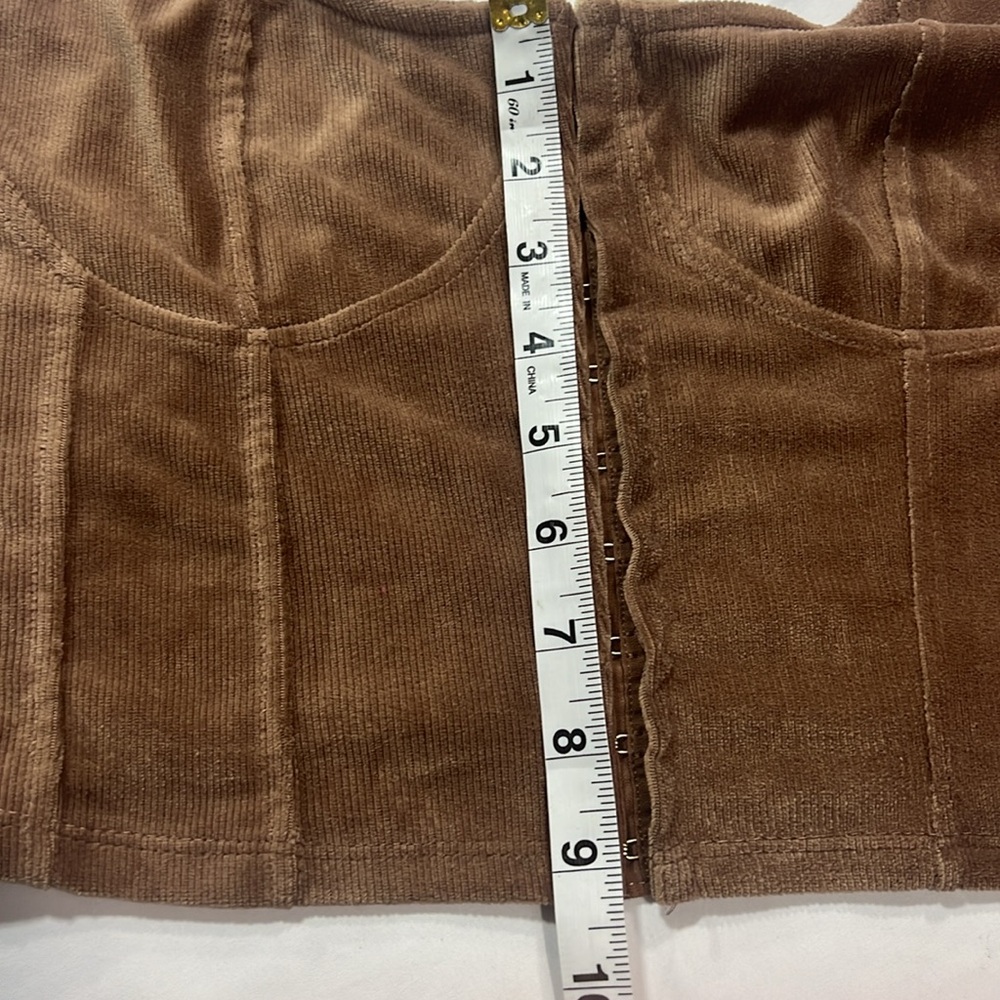 Meraki brown corset style corduroy top size L - Picture 4 of 7